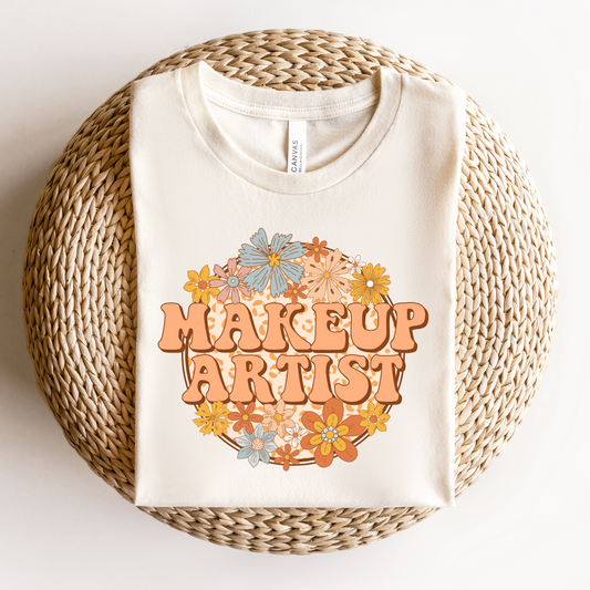 Boho Floral Print Makeup Artist T-Shirt