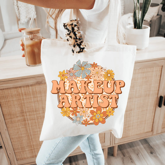 Boho Floral Makeup Artist Tote Bag
